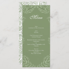 Olive Green Wedding Botanical Menu