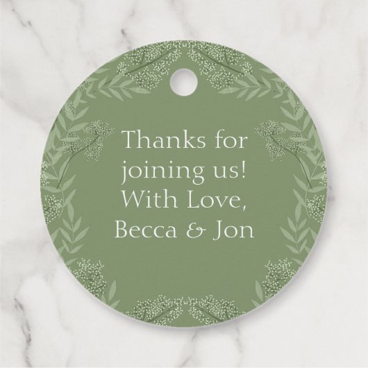 Olive Green Wedding  Botanisch Bedankjes Labels (Achterkant)