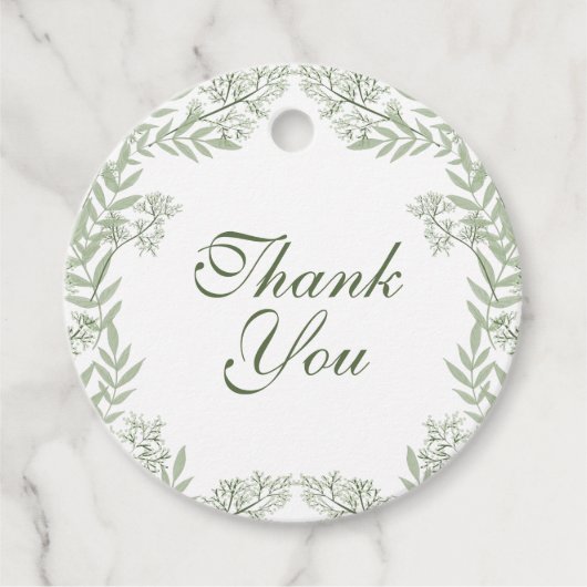 Olive Green Wedding  Botanisch Bedankjes Labels (Voorkant)