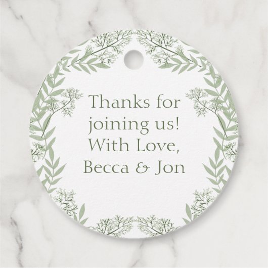 Olive Green Wedding  Botanisch Bedankjes Labels (Achterkant)