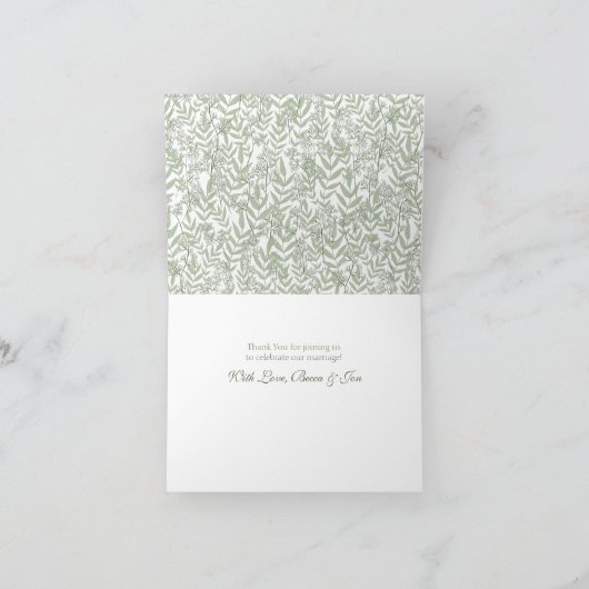 Olive Green Wedding Botanisch Bedankkaart (Binnen)