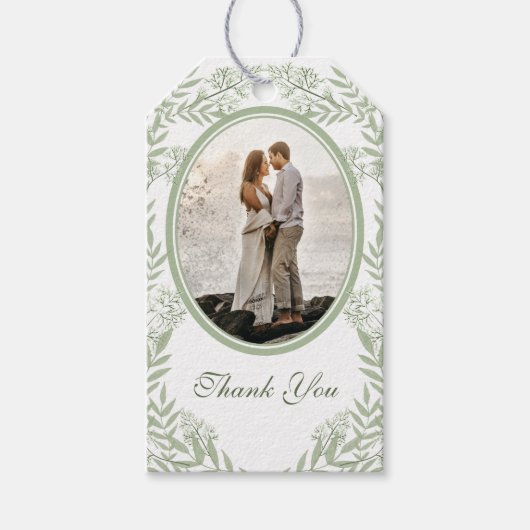 Olive Green Wedding Botanisch Cadeaulabel (Voorkant)