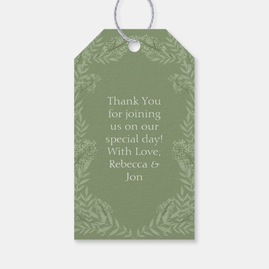 Olive Green Wedding  Botanisch Cadeaulabel (Achterkant)
