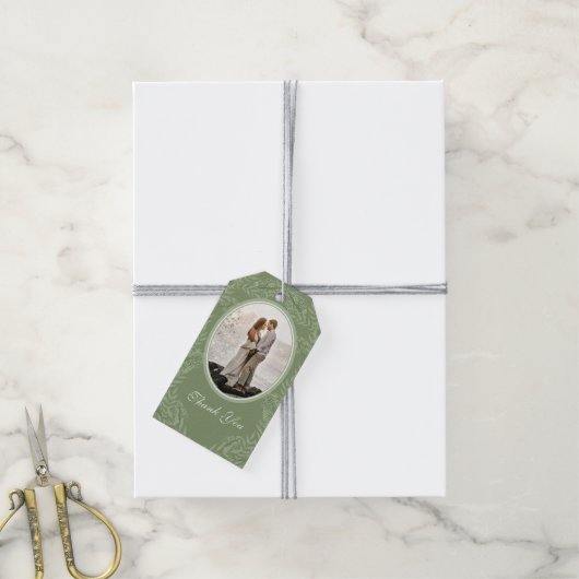 Olive Green Wedding Botanisch Cadeaulabel (Met Touw)