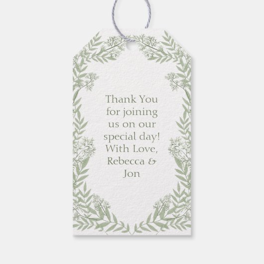 Olive Green Wedding  Botanisch Cadeaulabel (Achterkant)