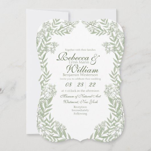 Olive Green Wedding  Botanisch Kaart (Voorkant)