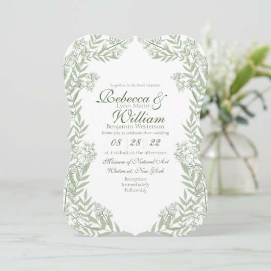 Olive Green Wedding  Botanisch Kaart (Staand voorkant)