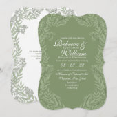 Olive Green Wedding  Botanisch Kaart (Voorkant / Achterkant)