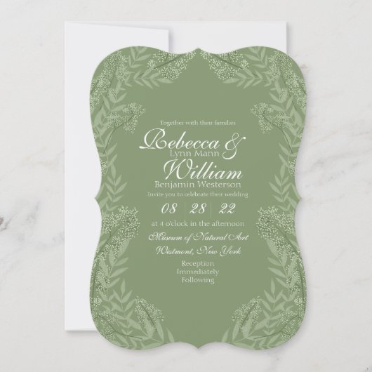 Olive Green Wedding  Botanisch Kaart (Voorkant)