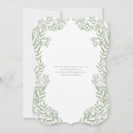 Olive Green Wedding Botanisch Kaart (Achterkant)