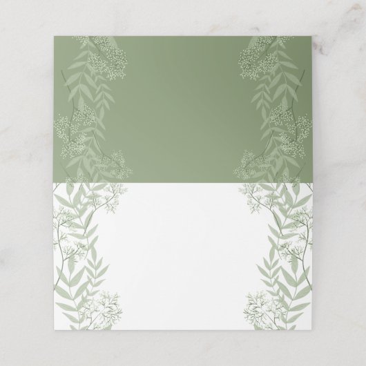 Olive Green Wedding Botanisch Plaatskaartje (Buitenkant ongevouwen)
