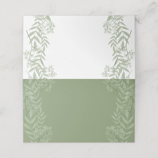 Olive Green Wedding Botanisch Plaatskaartje (Buitenkant ongevouwen)