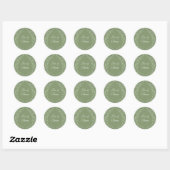 Olive Green Wedding  Botanisch Ronde Sticker (Vel)