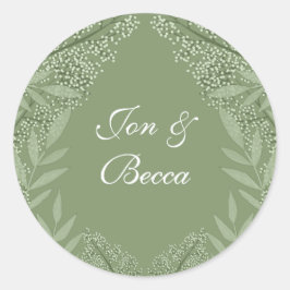 Olive Green Wedding Botanisch Ronde Sticker