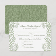 Olive Green Wedding Botanisch RSVP Antwoord