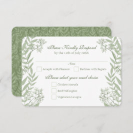 Olive Green Wedding Botanisch RSVP Antwoord Kaart
