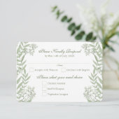 Olive Green Wedding Botanisch RSVP Antwoord Kaart (Staand voorkant)