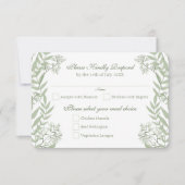 Olive Green Wedding Botanisch RSVP Antwoord Kaart (Voorkant)