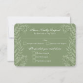 Olive Green Wedding  Botanisch RSVP Antwoord Kaart (Voorkant)