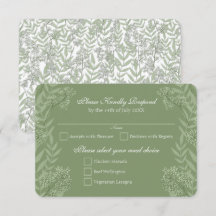 Olive Green Wedding Botanisch RSVP Antwoord