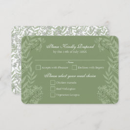 Olive Green Wedding Botanisch RSVP Antwoord Kaart