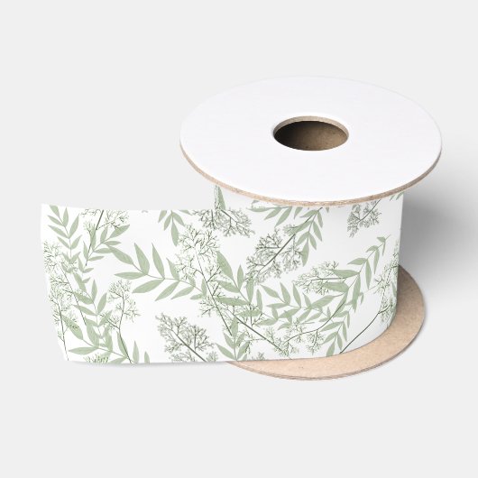 Olive Green Wedding Botanisch Satijnen Lint (Spoel)