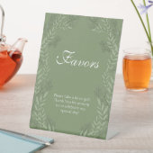 Olive Green Wedding  Botanische Favors Reclamebord Met Voetstuk (Insitu)