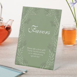 Olive Green Wedding  Botanische Favors Reclamebord Met Voetstuk