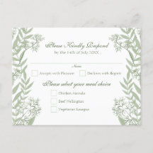 Olive Green Wedding Briefkaart RSVP