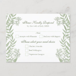 Olive Green Wedding Briefkaart RSVP