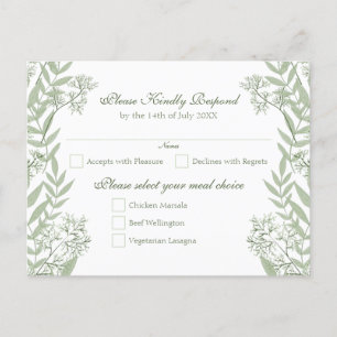 Olive Green Wedding  Briefkaart RSVP