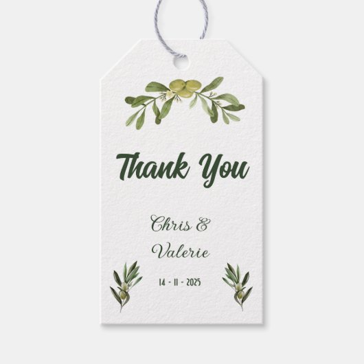 Olive Green Wedding Cadeaulabel (Voorkant)