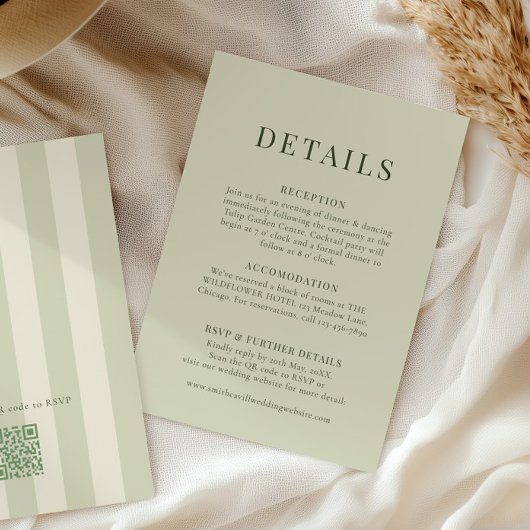 Olive Green Wedding Details Card Informatiekaartje