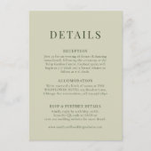 Olive Green Wedding Details Card Informatiekaartje (Voorkant)