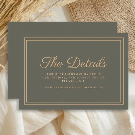 Olive Green Wedding Details Enclosure Kaart