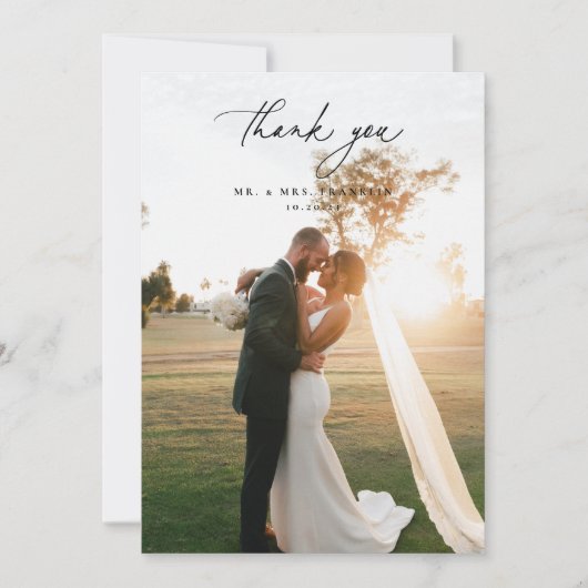 Olive Green Wedding Foto Bedankkaart (Voorkant)