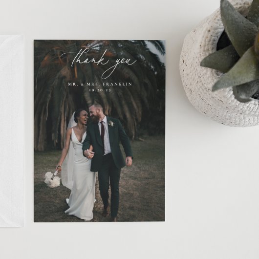 Olive Green Wedding Foto Bedankkaart