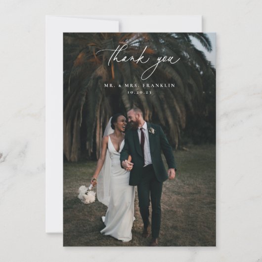 Olive Green Wedding Foto Bedankkaart (Voorkant)