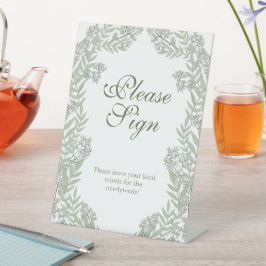 Olive Green Wedding  Guest Book Reclamebord Met Voetstuk
