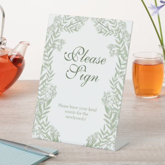 Olive Green Wedding  Guest Book Reclamebord Met Voetstuk (Insitu)
