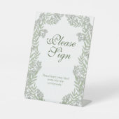 Olive Green Wedding  Guest Book Reclamebord Met Voetstuk (Voorkant)