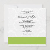 Olive Green Wedding Monogram Damask Uitnodiging (Achterkant)