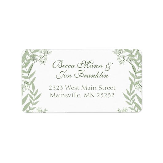 Olive Green Wedding Return Address Etiket (Voorkant)