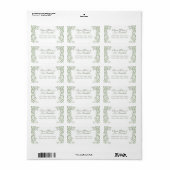 Olive Green Wedding Return Address Etiket (Full Sheet)