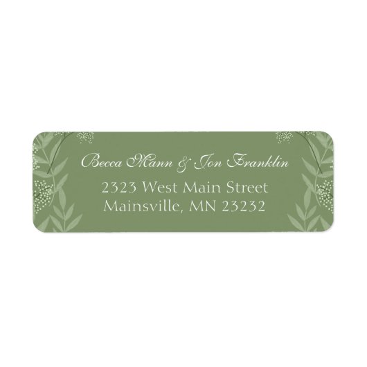 Olive Green Wedding Return Address Label (Voorkant)