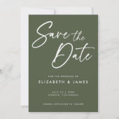 Olive Green Wedding Save the Date Invitation Kaart (Voorkant)