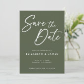 Olive Green Wedding Save the Date Invitation Kaart (Staand voorkant)