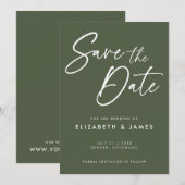 Olive Green Wedding Save the Date Invitation Kaart (Voorkant / Achterkant)