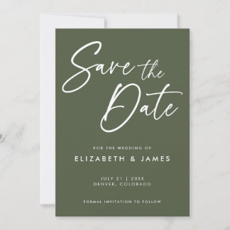 Olive Green Wedding Save the Date Invitation Kaart
