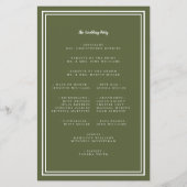 Olive Green Wedding Script Budget Ceremony Program (Achterkant)